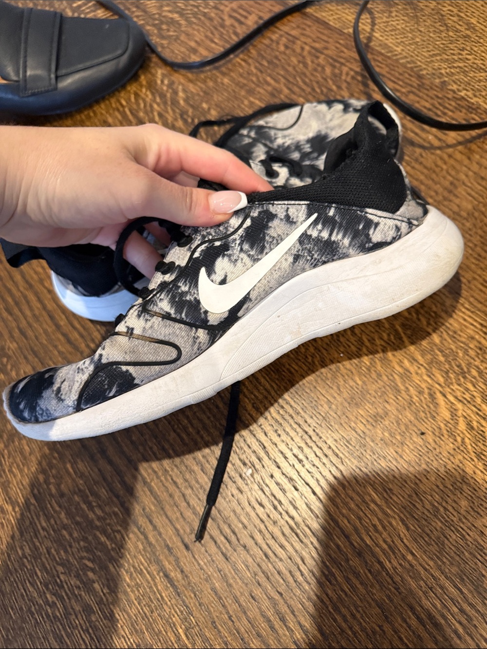 Nike Black & White Marble-Print Athletic Sneakers
